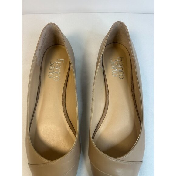 Franco Sarto Hilaria Leather Beige Pointed Toe Narrow Women Size 7 Flats Minimal - Picture 4 of 11